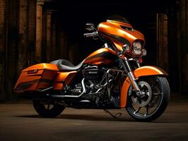 Harley-Davidson Electra Glide exhibition. Generative AI photo