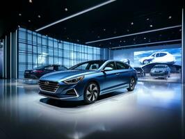 Hyundai Sonata exhibition. Generative AI photo