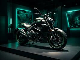 Kawasaki Vulcan S exhibition. Generative AI photo