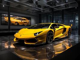 Lamborghini Murcielago exhibition. Generative AI photo