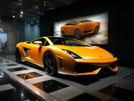 Lamborghini Gallardo exhibition. Generative AI photo