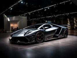 Lamborghini Reventon exhibition. Generative AI photo