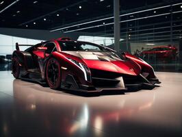 Lamborghini Veneno exhibition. Generative AI photo