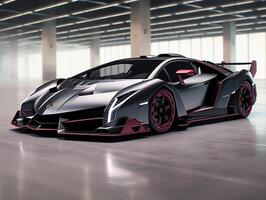 Lamborghini Veneno exhibition. Generative AI photo