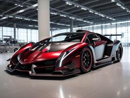 Lamborghini Veneno exhibition. Generative AI photo