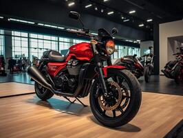 Moto Guzzi V7 III exhibition. Generative AI photo