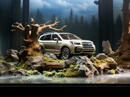 Subaru Forester exhibition. Generative AI photo