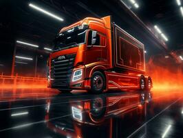 Truck exhibition. Generative AI photo