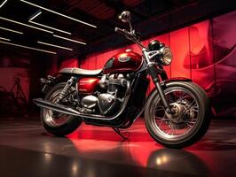 Triumph Bonneville T120 exhibition. Generative AI photo