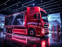 Truck exhibition. Generative AI photo