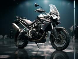 Triumph Tiger 800 exhibition. Generative AI photo