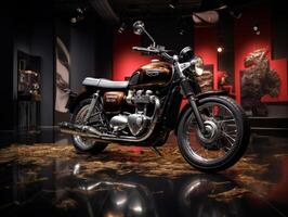 Triumph Bonneville T120 exhibition. Generative AI photo