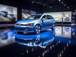 Volkswagen Golf exhibition. Generative AI photo