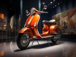 Vespa exhibition. Generative AI photo