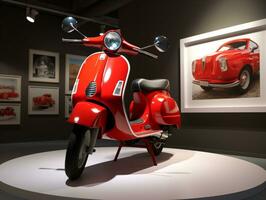 Vespa exhibition. Generative AI photo