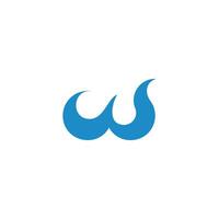 letter w curves blue waves simple logo vector