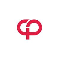 letter cp simple loop line geometric logo vector