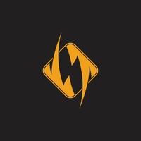 yellow electric thunder shape symbol logo vector
