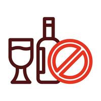 No Alcoholic Drink Vector Thick Line Two Color Icons For Personal And Commercial Use.