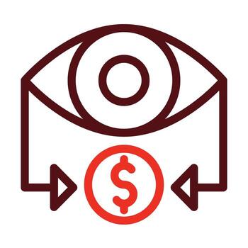 Pay Per Visualization Vector Thick Line Two Color Icons For Personal And Commercial Use.