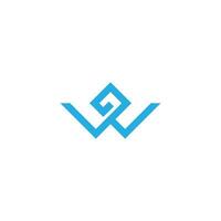 letter w blue diamond line logo vector