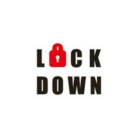 text word lock down symbol decoration vector