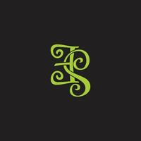 letter es curves green ribbon logo vector