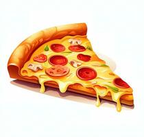 Slice of pizza on white background. Pizza top view. AI Generative photo