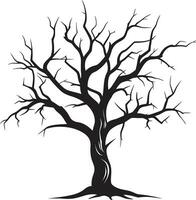 Withered Serenity A Black Vector Dead Trees Repose Shadows of Tranquility Monochromatic End of a Tree