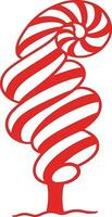 Candy cane shaped like a pine tree silhouette vector