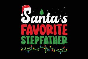 Santa's Favorite Stepfather Christmas T-Shirt Design vector