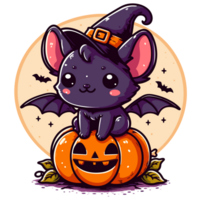 magnifique Halloween chauve souris portant sorcière chapeau - ai génératif png