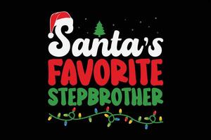 Santa's Favorite Stepbrother Christmas T-Shirt Design vector