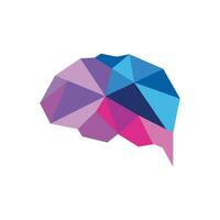 brain color polygon logo template, brain logo vector element
