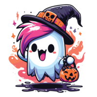 Beautiful Halloween Boo Wearing Hat - Ai Generative png