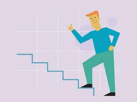 flat design illustration of a person walking up the stairs vector