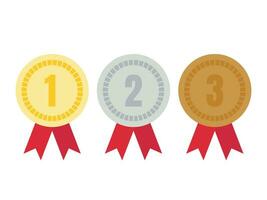 1st,2nd and 3rd place medals.gold,silver and bronze.flat design.vector illustration vector