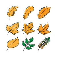 set illustration of a dry autumn leaves vector