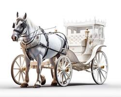 Horse and Carriage on white background. Generative AI photo