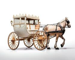 Horse and Carriage on white background. Generative AI photo