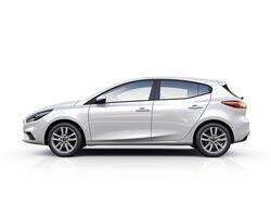 Hatchback car on white background. Generative AI photo