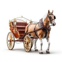 Horse and Carriage on white background. Generative AI photo