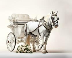 Horse and Carriage on white background. Generative AI photo