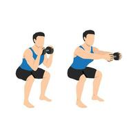 Man doing dumbbell chest press squat exercise. vector