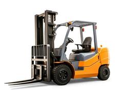 Forklift on white background. Generative AI photo