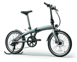 plegable bicicleta en blanco antecedentes. generativo ai foto