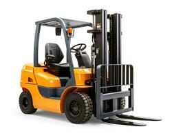 Forklift on white background. Generative AI photo