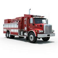 Firetruck on white background. Generative AI photo