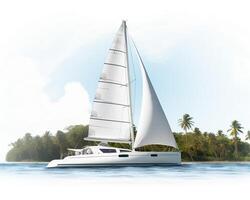 Catamaran on white background. Generative AI photo