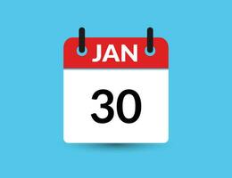 January 30. Flat icon calendar isolated on blue background. Date and month vector illustration